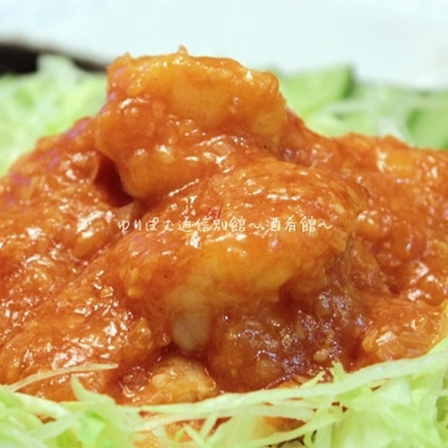 昨夜は海老チリ～喉が痛い時はなぜか辛いものが食べたくなるのです…。