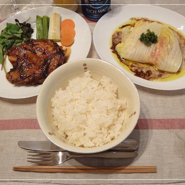 鶏の照り焼き＆白菜の重ね蒸し☆