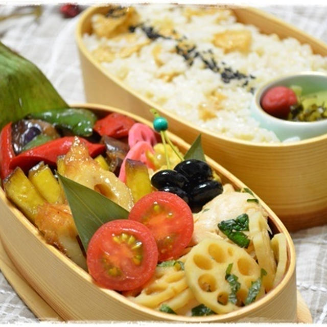 お野菜おかずとお揚げの混ぜご飯弁当とスロトレ☆
