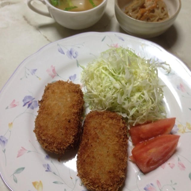 冷凍コロッケの夕飯