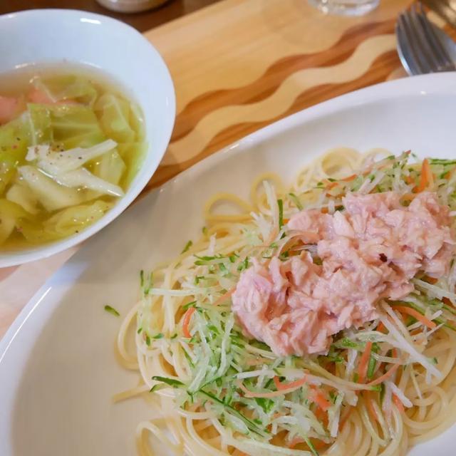 深煎りごまドレッシングのサラダパスタ