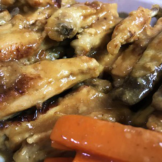 沢山作ったごぼう・人参と手羽中の甘酢炒め煮♪