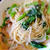 塩辛とつるむらさきのパスタ