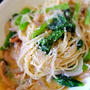 塩辛とつるむらさきのパスタ
