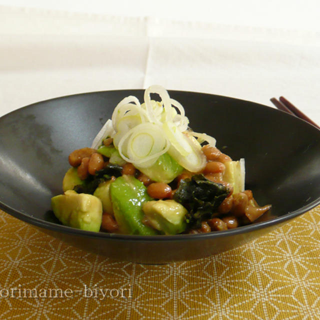 和える副菜♪アボカド納豆の梅にんにく醤油あえ