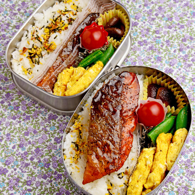 【今日のおべんと】鮭のムニエル（柚子胡椒＆バター）弁当