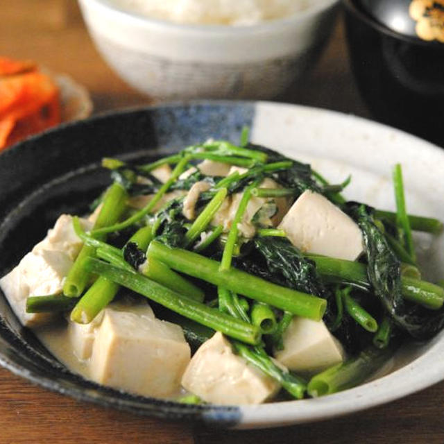 おうち中華☆空心菜と豆腐の腐乳炒め