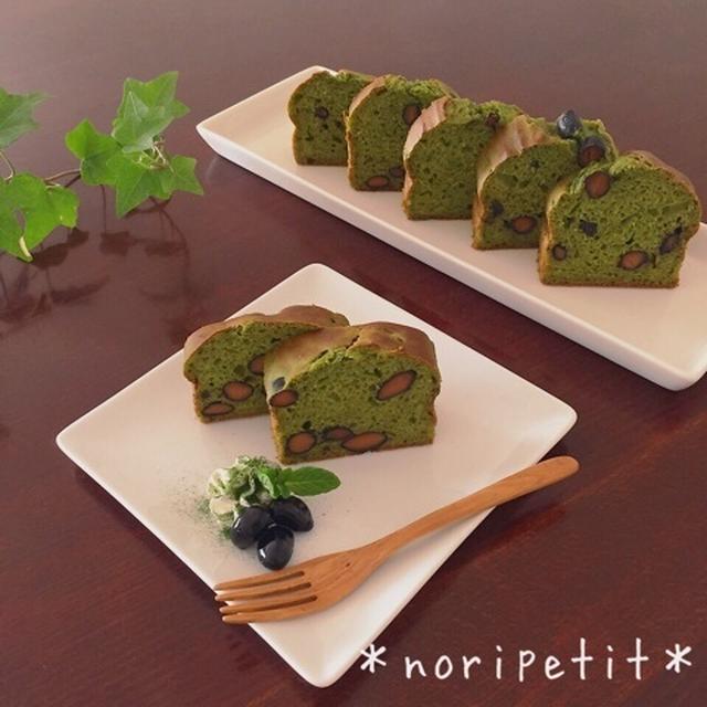 ノンオイル♡混ぜて焼くだけ♡簡単♡お豆腐de黒豆抹茶パウンドケーキ♡