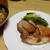 肉団子入り野菜スープと焼豚、ローストチキン