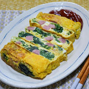 ほうれん草とポールウインナーの玉子焼き（バター風味）