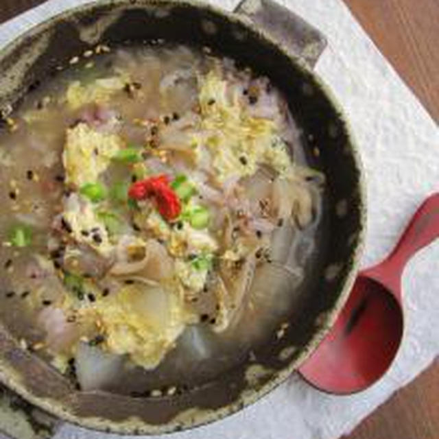 ヨレヨレのわたくし用、塩麹卵とじスープかけご飯。