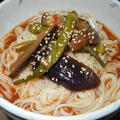 韓国風ナスとオクラの冷やし揚げ浸しうどん by のりだ～さん