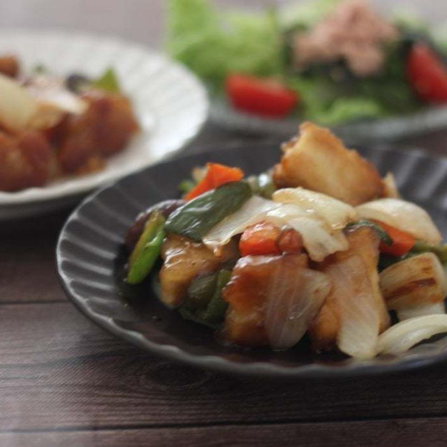 高野豆腐でケチャップ＆砂糖不使用ヘルシー酢豚風とまごわやさしいこダイエットごはん献立