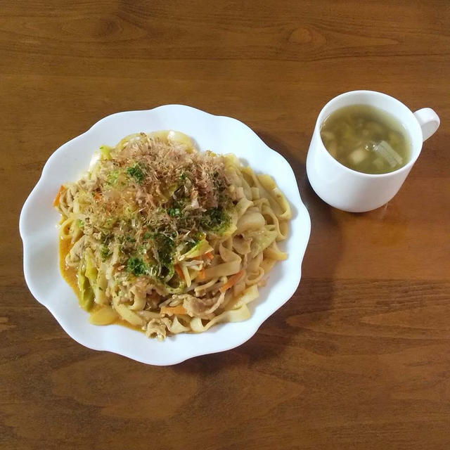 豚キムチ味噌焼きうどん