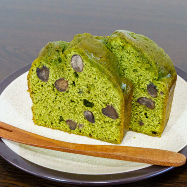 濃い抹茶と小豆のパウンドケーキ