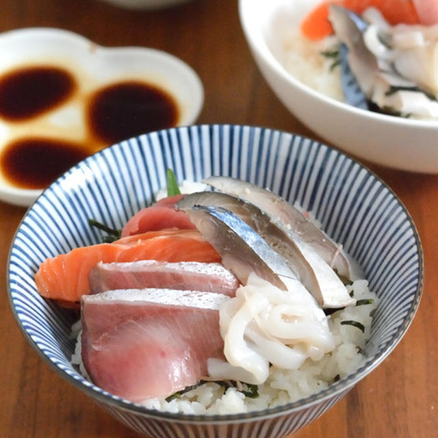 酢飯が食べたいからの、海鮮丼にした後、喜ばれるの晩ごはん。
