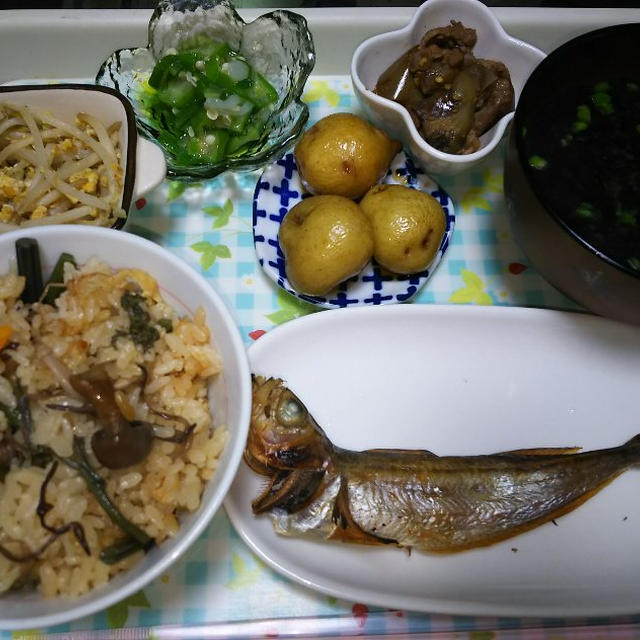 山菜の炊き込みご飯☆('ω')