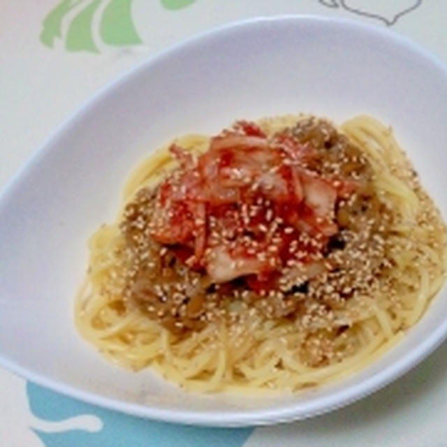 冷製キムチ納豆パスタ