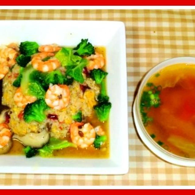 今夜は海老餡かけ炒飯