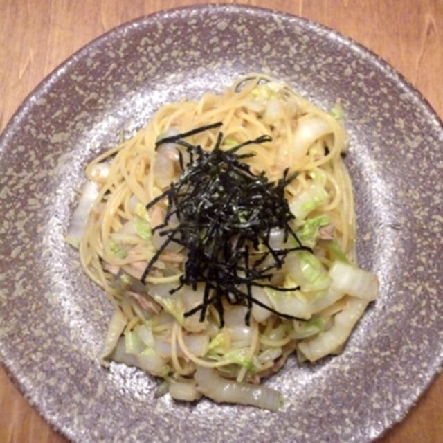 [一皿でお腹いっぱい]ツナと白菜の和風パスタ