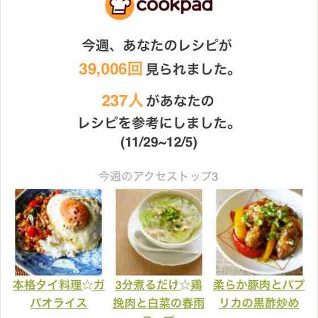 クックパッドさんの週間レポート