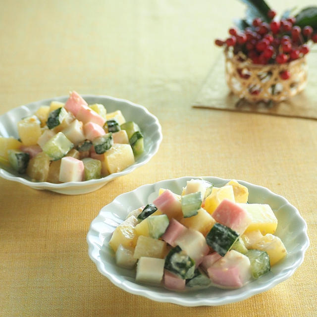 お弁当にも♪かまぼことじゃがの味噌マヨあえ。