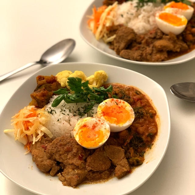 試作の合いがけスパイスカレー