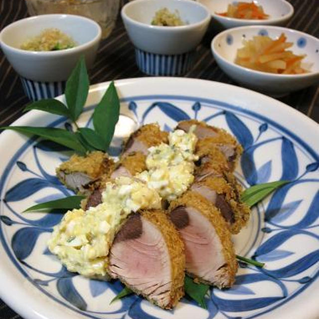 カレー風味♪鰹のカツと夏薬味入り和風タルタルソース。