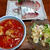 鶏肉のトマトソース煮とマカロニサラダ