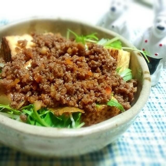 肉みそ  厚揚げ ｻﾗﾀﾞ　✿　性悪説な男