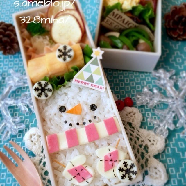 アーガイル柄♡おしゃれ手袋の雪だるま♡