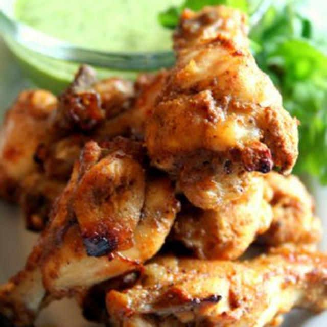 Tandoori Chicken with Cilantro Sauceタンドリーチキンの香菜ソース添え