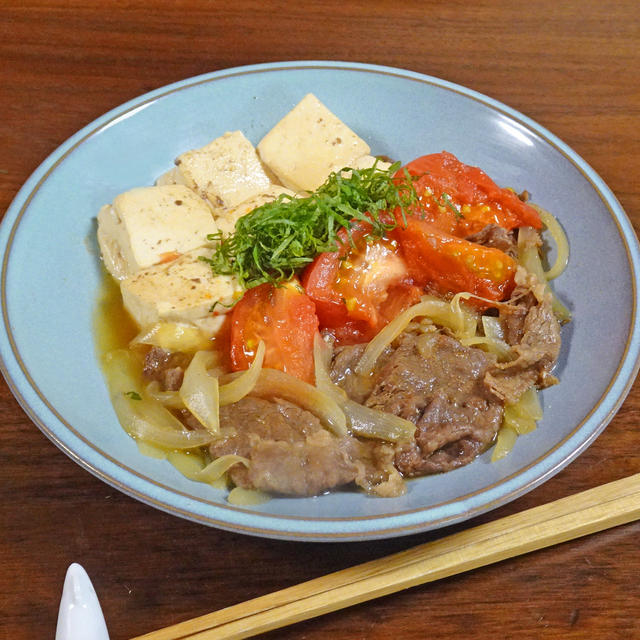 ひんやり 染みうま！トマトと牛肉の冷やし肉豆腐