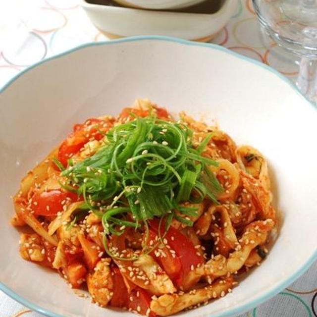 鶏とトマトのキムチ炒め
