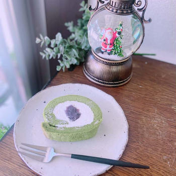 米粉の抹茶と餡子のロールケーキ^_^