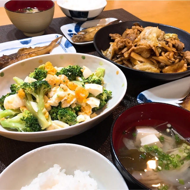 【晩ごはん献立】ブロッコリーとゆでのサラダと野菜炒め～飲み会は控えめに～