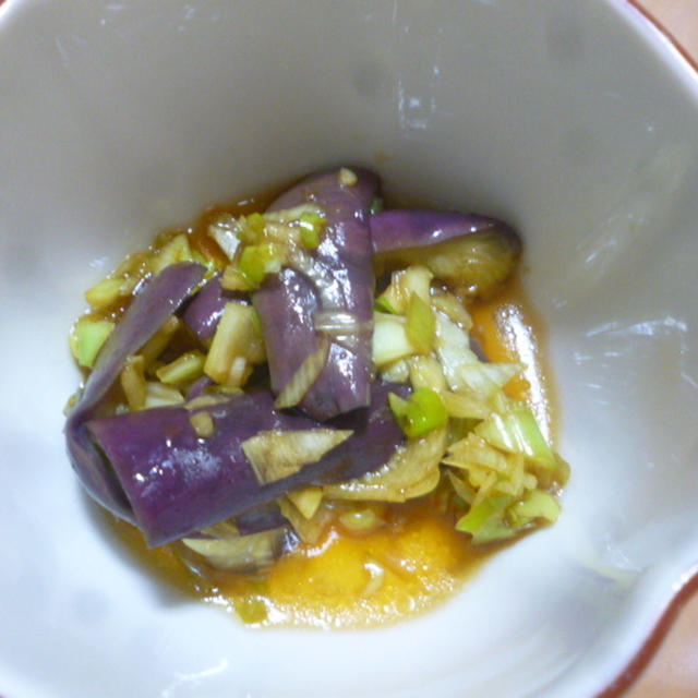 ねぎだれで♪蒸し茄子★（フルコースランチの後の晩ご飯♪）