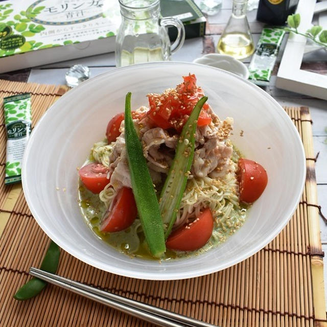 モリンガ青汁で　豚しゃぶ豆乳そうめん