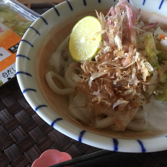 ＊白だし仕立ての白菜漬けうどん＊