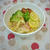 キノコとベーコンの和風パスタ。すだち風味。