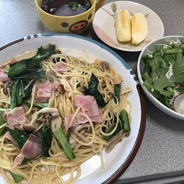 小松菜としめじの和風パスタ。ミスドポケモン