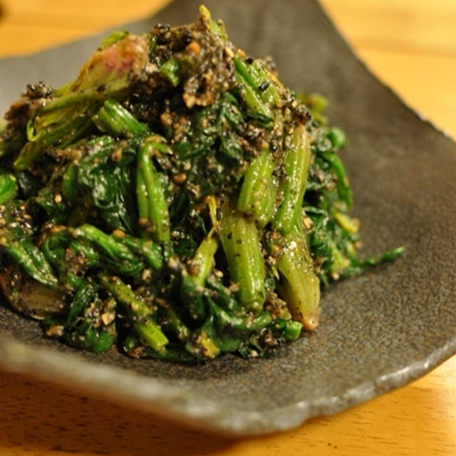 レシピ ・ ほうれん草のごま味噌和えとお願い