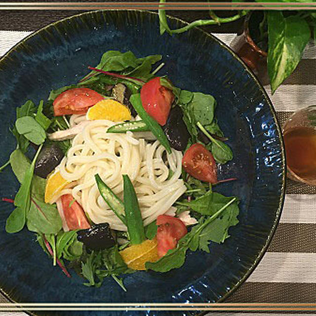 モニターのサラダ醤油を使って今年初めてのサラダうどん～♪