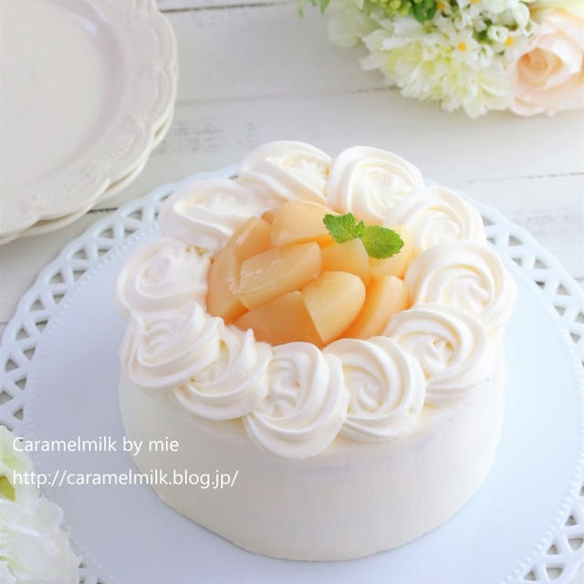 桃のケーキ　#バースデーケーキ