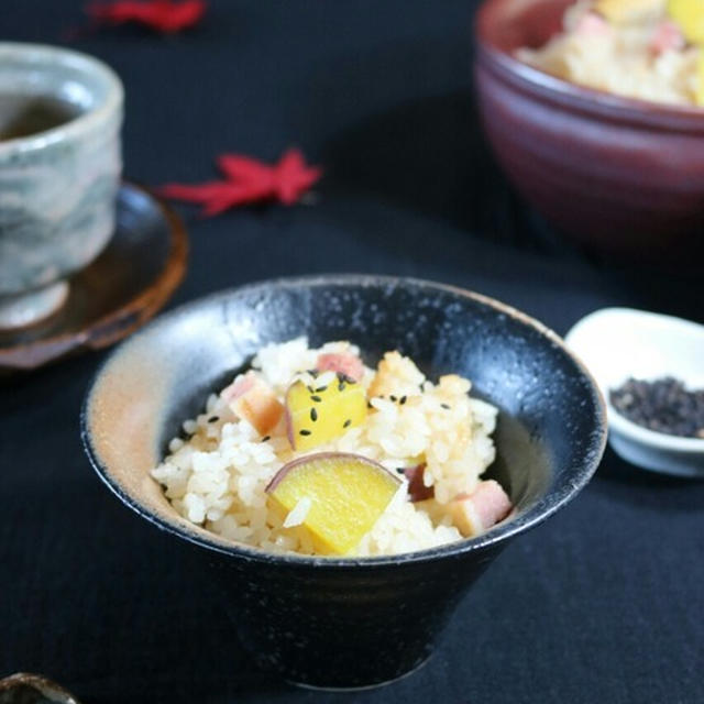 初！つくれぽ♪【さつまいもとベーコンの炊き込みご飯♪】