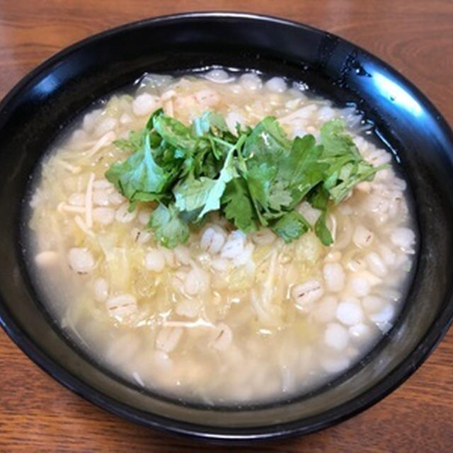 デブッてるんで「エスニック風押し麦雑炊」