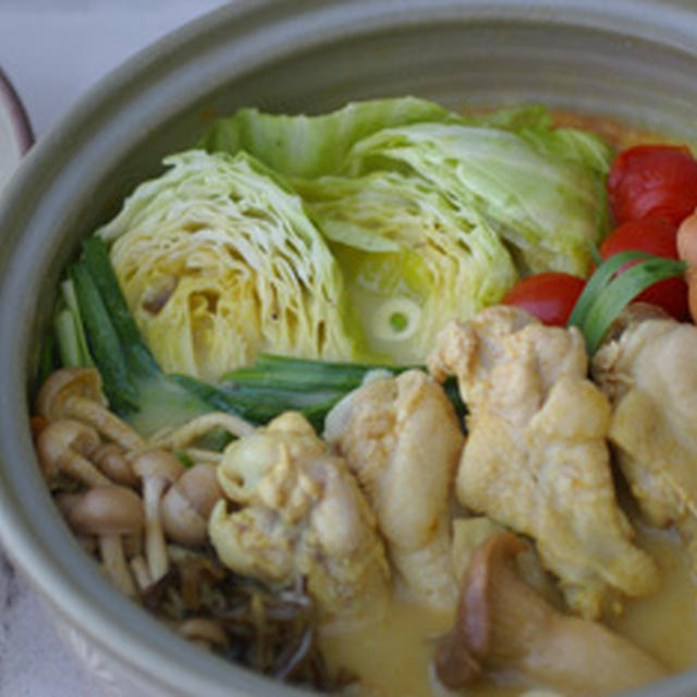レシピ❤たっぷりキャベツと鶏のカレーなべ