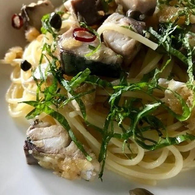 Spaghetti allo sgombro e capperi 鯖とケッパーのスパゲティ