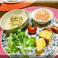 和風ワンプレート朝食♪白菜の簡単サラダ＆アスパラとしめじと玉ねぎとベーコン蒸し