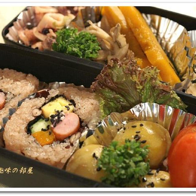 創作《男の秋弁当》はこれだ！！の巻＾＾ええ　カラフル秋色ロールの登場ですぅ?♪